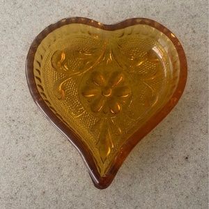 Tiara Heart Amber Indiana Glass Pattern heart